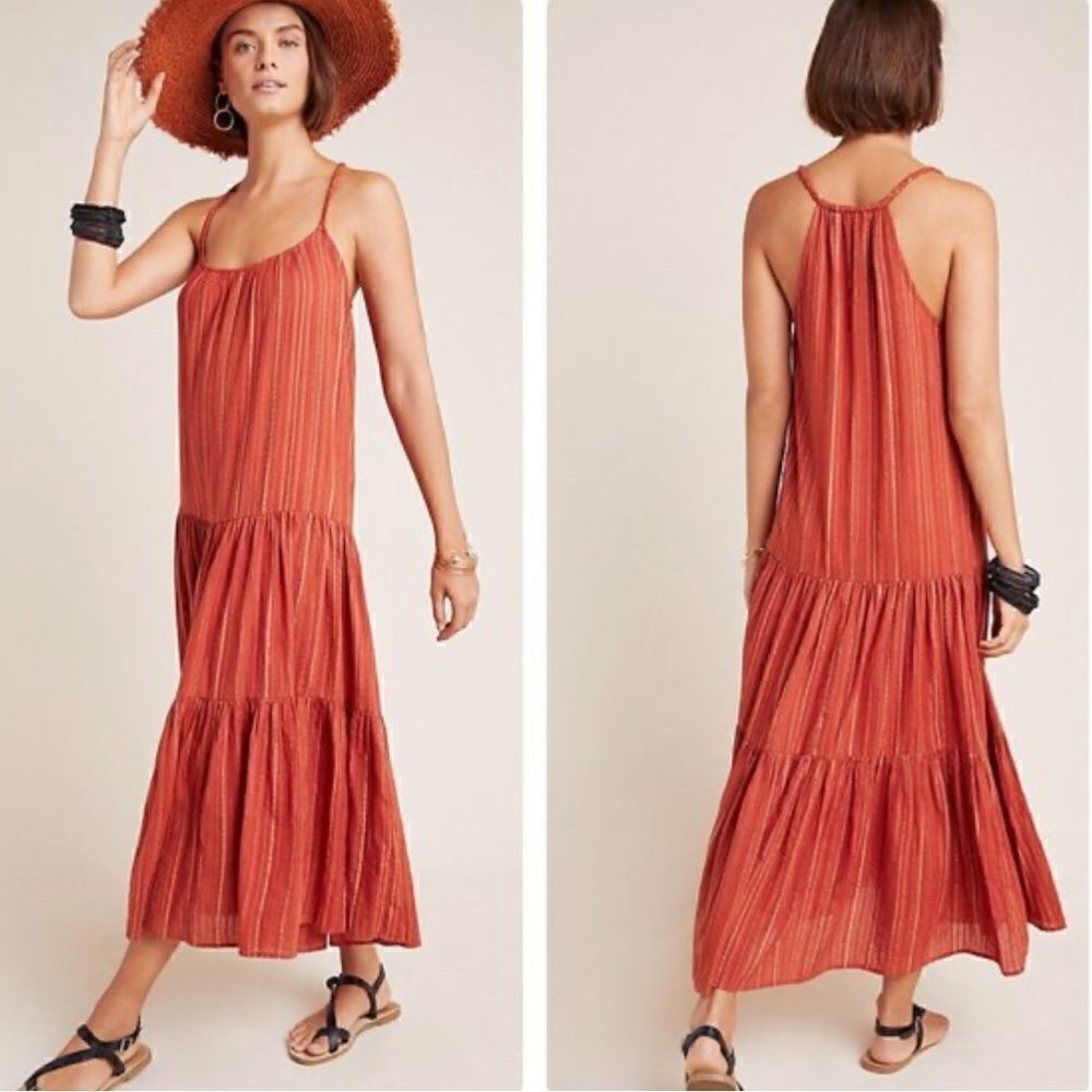 Frye × Anthropologie Alyssa Tiered Maxi Dress size small